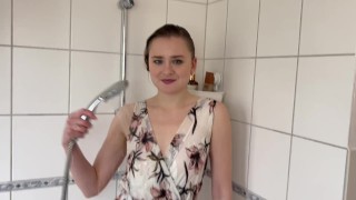 Horny girl gets wet in the shower