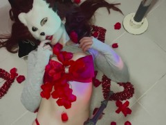 Valentine’s Day fuck, sexy atmosphere with roses big boobs redhead