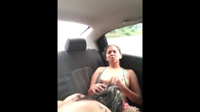 stepsister licks my pussy in the back seat of the uber.