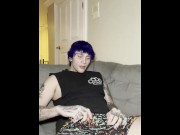 Preview 2 of Tall Tatted Emo Guy Strokes His FAT COCK for you!