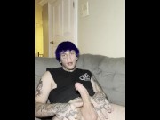 Preview 6 of Tall Tatted Emo Guy Strokes His FAT COCK for you!