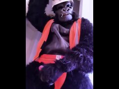 furry Gorilla in construction gear jerks off
