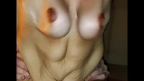 Watch my body bounce from below while he fucks my hairy pussy doggystyle