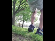 Preview 3 of Hot jock working out pulls shorts down in the middle of a public park to show off his ass and cock