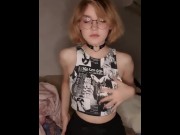 Preview 3 of Cute girl dancing and playing with her breasts