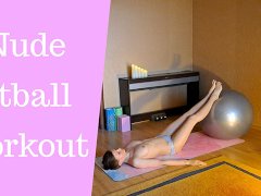 Nude fitball workout