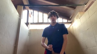 Gay Teen Model Masturbates Inside Public Beach Restroom *Almost Got Caught*