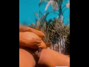 Preview 4 of Black Sissy Cumming in the Sun