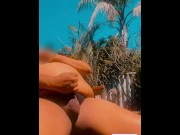 Preview 5 of Black Sissy Cumming in the Sun