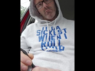 Cock Sounding in the Car in a Public Car Park with Lingerie under my Jeans