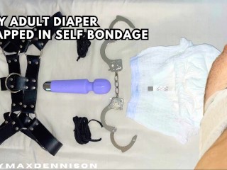 Gay Adult Diaper Trapped in self Bondage