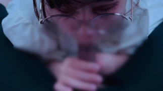 お掃除フェラまでしっかりしてくれるメガネ女子♡ cum in mouth glasses