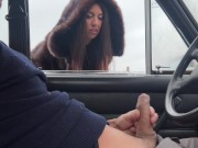 Preview 2 of Stranger gave me a handjob through the car window on public parking