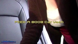 Braless Woman MILFs Nipples fall out at the Car Wash