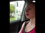 Preview 4 of Fit blonde MILF fucked in car after gym 4K