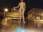 Preview 2 of Totally naked piss shower in public