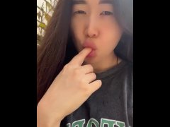 An Asian woman with a perfect ass loves to suck her dick