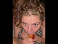 Fruit roll up blowjob.