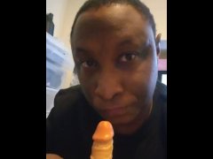 Sucking a Dildo & Gagging