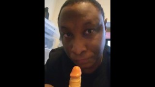 Sucking a Dildo & Gagging