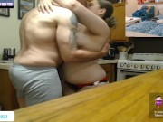 Preview 2 of Aspen and FooT_DaDy Play in the Kitchen. 2 Camra XXX Live Show.