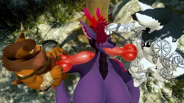 Two Buff Furrys Fuck A Thicc Dragon VR