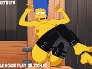 Preview 2 of Marge Simpson Milf Legs Spread Missionary On Desk Anal Cum Filling - Hole House