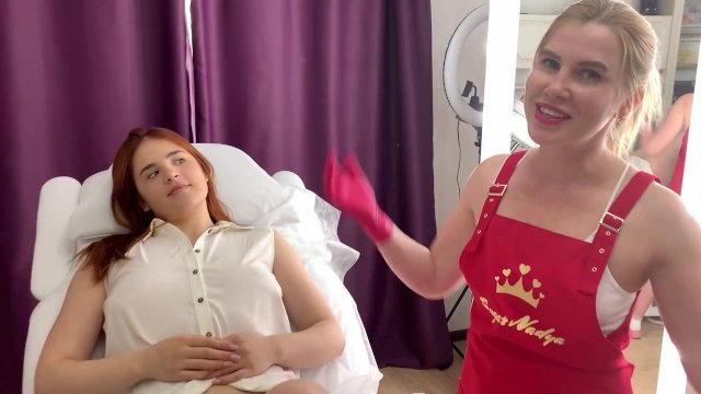 Russian milf removes hair from redheaded beauty