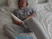 Preview 6 of Cute amateur milf in a cute outfit playing with her favourite vibrator and she cum twice