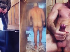 VLOG from the village / I got horny in the sauna and jerked off / Pissing in a street toilet