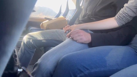 PUBLIC HANDJOB on the Bus with final CUM