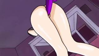 Hentai-Mädchen masturbiert mit einem Dildo