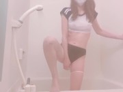 Preview 1 of [Personal shooting] Gym uniform cosplay ♡ First thick dildo masturbation Shaved pussy massive squirt