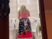 Preview 1 of The stepmom's wide hips spread apart when they started fucking her in anal in the bathroom