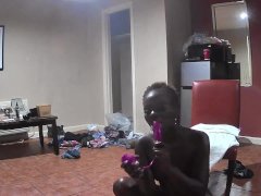 Thot in Texas - Butt Naked Holding Vibrator.