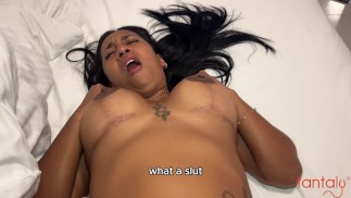 Step Mom Leyne Rodriguez caught Step Son jerking off pretending sex doll
