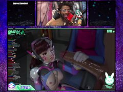 Bald Pussy D.VA Streams Herself Getting Fucked In Her Ass On Twitch