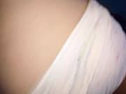 Preview 3 of Big ass brunette masturbating her tits shows how she puts balls in her vagina
