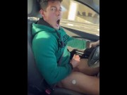 Preview 1 of Most Crazy Cumshot In The Car, Boygym Hunk Tattooed