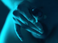 Massive cum with groaning in public place, sperm on the hands