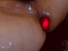Korean femboy faps with cockring and vibrating anal plug