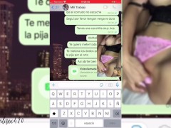 Pendeja puta me hace acabar masturbandose con el cornudo del novio al lado |Argentina