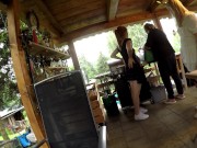Preview 2 of Sexy and Hot Tight Pussy Girls having a party Outdoors at the Garden No Panties and with Thongs