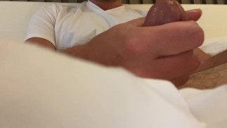 Big White Cock Solo Male moan W precum and Cum for you