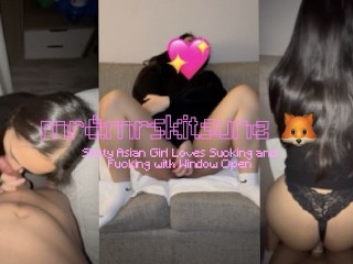 Slutty Asian Girl Loves Sucking and Fucking with Window Open