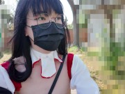 Preview 1 of HA36Miko inserts dildo into her anal, squirt and ejaculate outdoors!