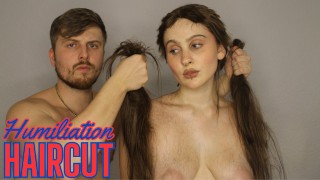 Humiliation Long To Short Haircut Deep Throat And Squirt