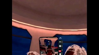 Sletterige VR Ebony speelt met haar grote tieten met Asmr