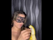 Preview 1 of I played with a banana and then I gagged on the dick