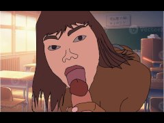 Brunette sucks big dick in class animation